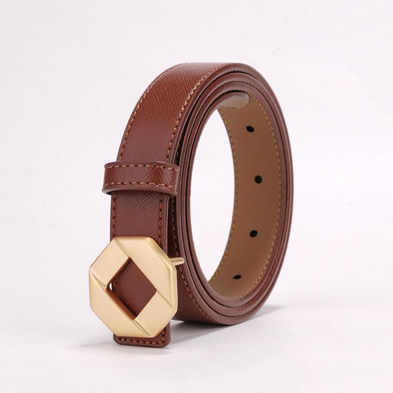 New Genuine Leather Women's Belt Texture Versatile Casual Women's Pure Cowhide Letters Belt Wide Belt
