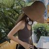 Seaside hat women's summer new vacation sunscreen hat bucket hat straw hat foldable beach sun hat sun hat