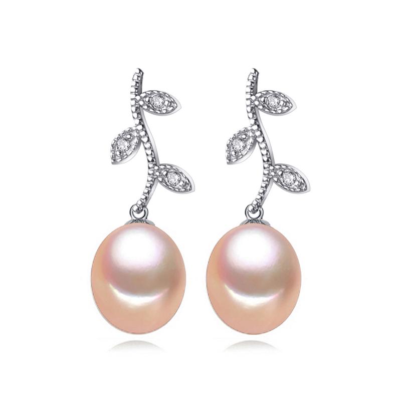 

LSOOYH серьги с натуральным пресноводным жемчугом, колье для женщин, повседневные ювелирные изделия, жемчужные серьги в богемном стиле с листьями розовый