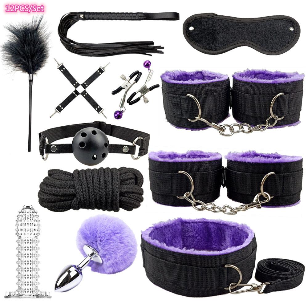 14 Modelle Bondage Set Sexspielzeug für Frauen BDSM Sex Anal Plug Vibrator Sexprodukte für Erwachsene SM Sexspielzeug Nylon Handschellen für Sex