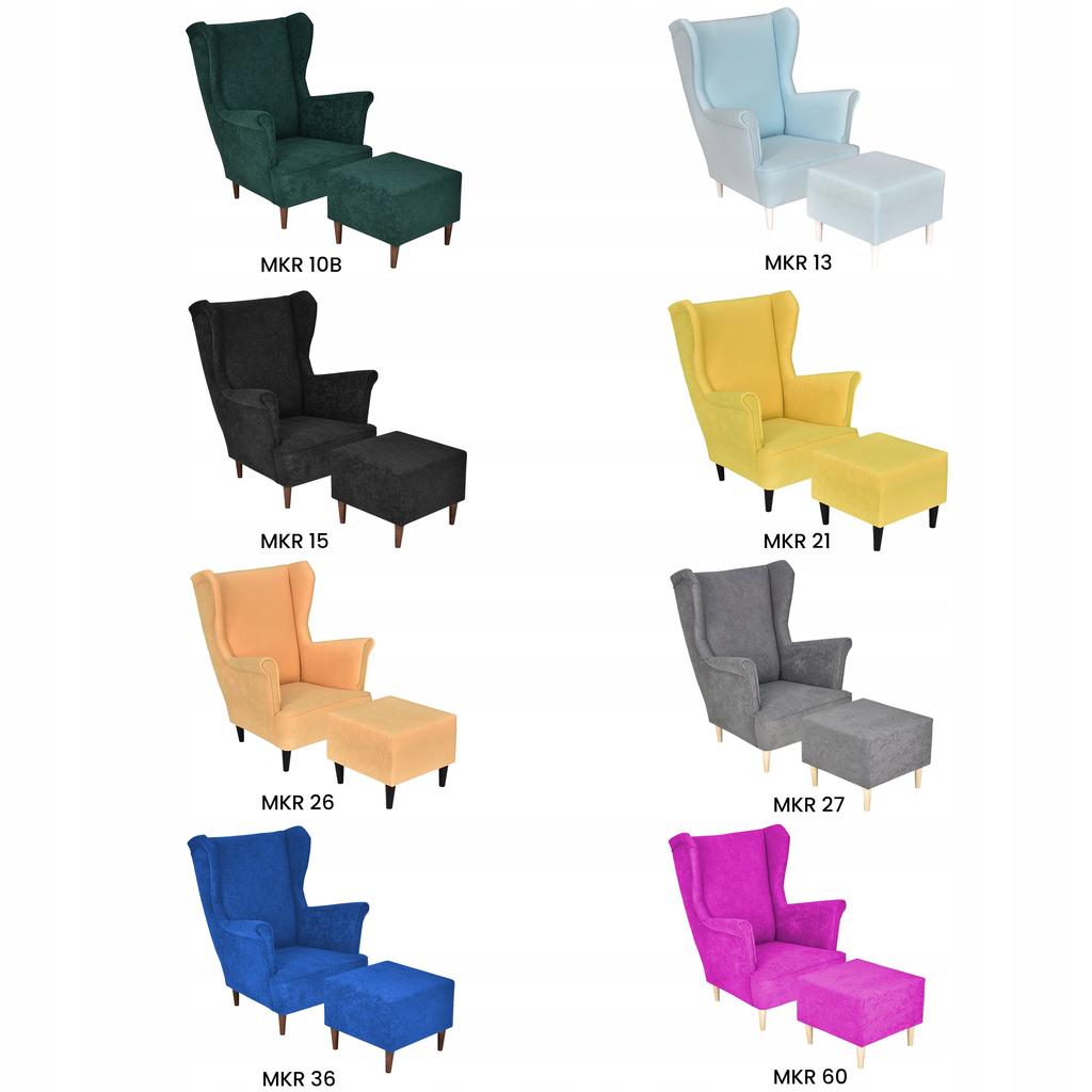 Ohrensessel MAX mit Hocker skandinavisch Family Meble fuchsia rosa