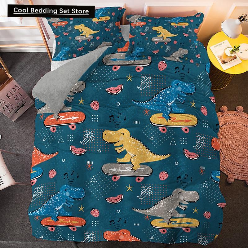 Cartoon Dinosaur Bedding Set Twin Queen King Animal Duvet Quilt Cover Pillowcase Jurassic World 2/3pcs Polyester Comforter Cover
