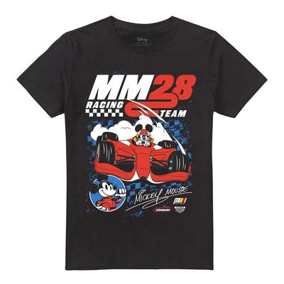 Disney Mickey Maus Racing Kariert Unisex 100% Baumwolle T-Shirt Herren Oberteil S-5XL, Schwarz