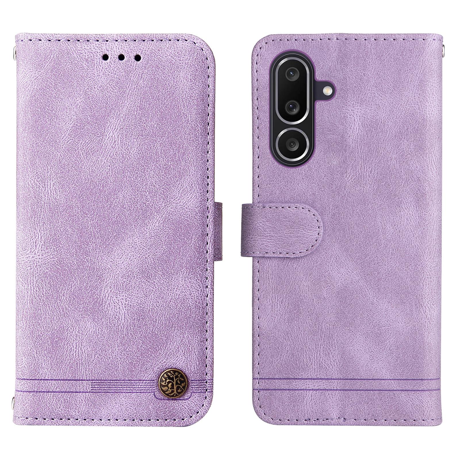 

For Samsung Galaxy M56 5G Leather Wallet Cases Skin Touch Phone Cover Stand with Strap Purple