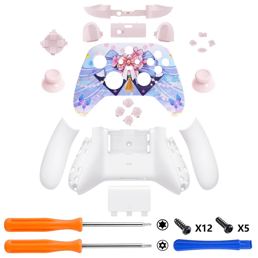 eXtremeRate Full Shell Button Set for Xbox Series X S Replacement Side Rail Grip Front Backplate Cover for Xbox Core Wireless Controller Not &