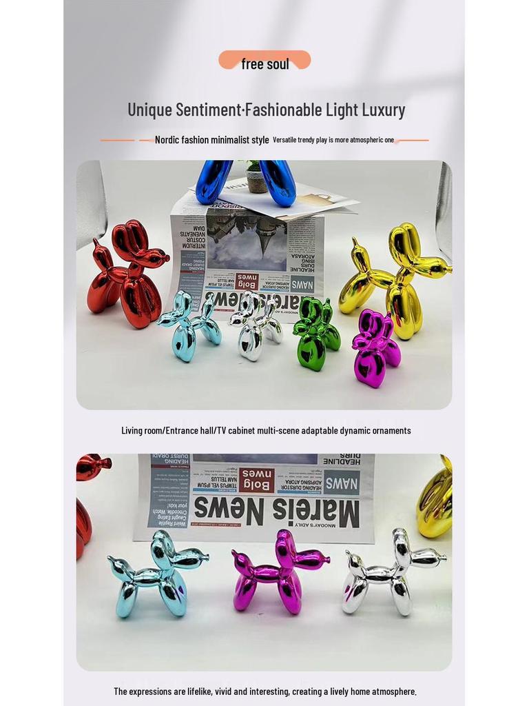 Trendy Resin Balloon Dog Figurine - Modern Home Decor Piece