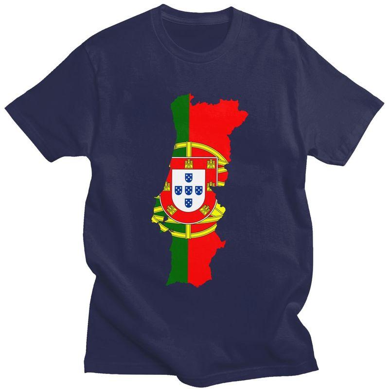 Custom Portugal Map Flag Tshirts for Men Short Sleeves Casual T Shirt Tshirt Slim Fit Pure Cotton Tees Gift Idea