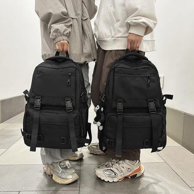 New Solid Color Casual Workwear Style Backpack Large Capacity Multi Pocket Student Travel Backpack College Student Backpack