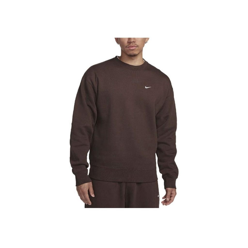 Nike Solid Color Logo Crew Neck Sweatshirt Men Tops Brown DX1362-237