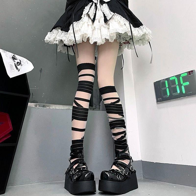 Summer Thin Soft Girl Cross Bandage Jk Calf Socks Sweet Cool Babes High Value Mori Long Tube Knee Socks Children