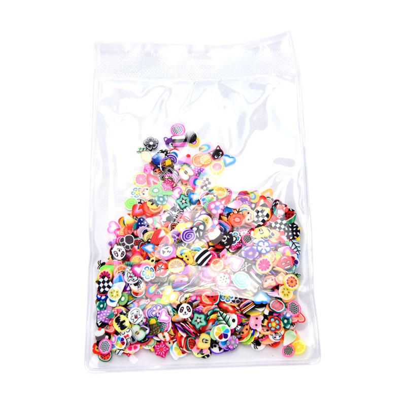 1000pcs 3D Fruit Animals Fimo Slice Clay DIY Nail Art Tips Sticker Decoration