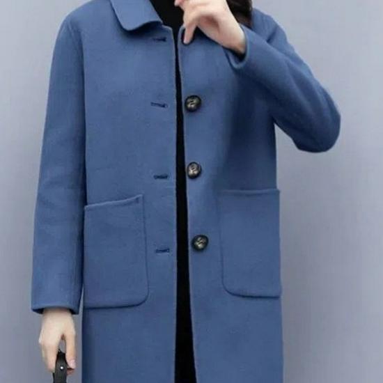 Plus Size Women's Mid-Length Woolen Coat - Loose, Slimming, Age-Reducing for Autumn/Winter 2025
