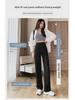 Women's High-Waist Wide-Leg Black Pants for Spring & Summer