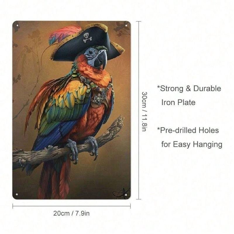 Tin Sign Wall Art Vintage Retro Parrot Metal Poster for Home Bar Garage Decor