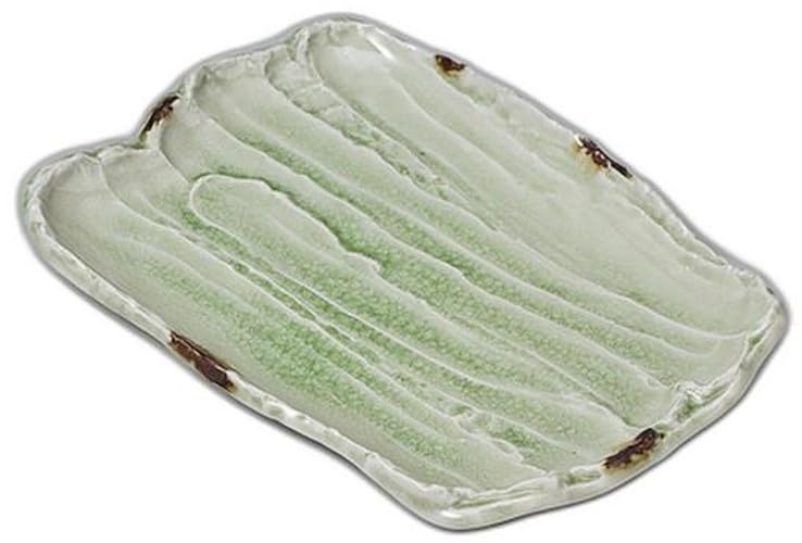 Bamboo Green Yakimono Plate X 15 X Yakimono Plate Setomonohonpo Rough-Sawn [22 2cm]