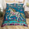 Cowgirl Horse Duvet Cover Set King Romantic Butterfly Bedding Set Farm Animal Comforter Cover Western Tribal Boho Quilt Cover