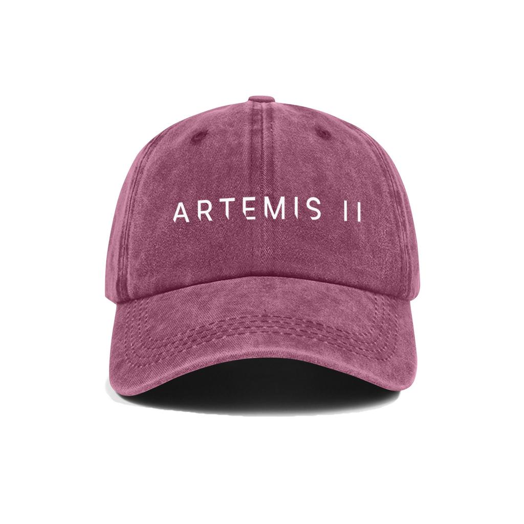 Casual Unisex Adjustable Baseball Cap Featuring Artemis II Embroidered Design Durable Cotton Twill Fabric Structured Crown Low Profile Visor
