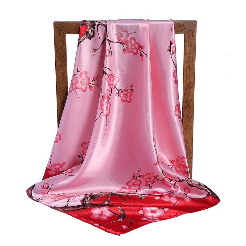 Gefleckter Satin Damen Frühling und Sommer Seidenimitat Schal Bedruckter Kleiner Quadratischer Schal Geschenk Europäischer und Amerikanischer Schal Stola