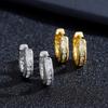Hip Hop Round Hoop Earrings for Men Crystal Cubic Zirconia Fashion Versatile Male Jewelry Trend Circle Earring Gift
