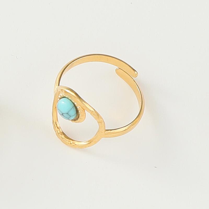 Women's Vintage European and American Turquoise Stainless Steel Ring