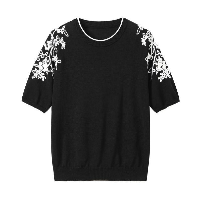 Short Sleeved T-shirt Women's Knitted Top Summer Women's Fashion Summer T-shirt