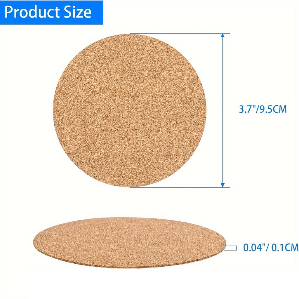 20-120PCS Self-Adhesive Cork for DIY Coasters 374" Round Cork Coasters Cup Cork Mats Heat Insulation Pads Tabletop Decoration