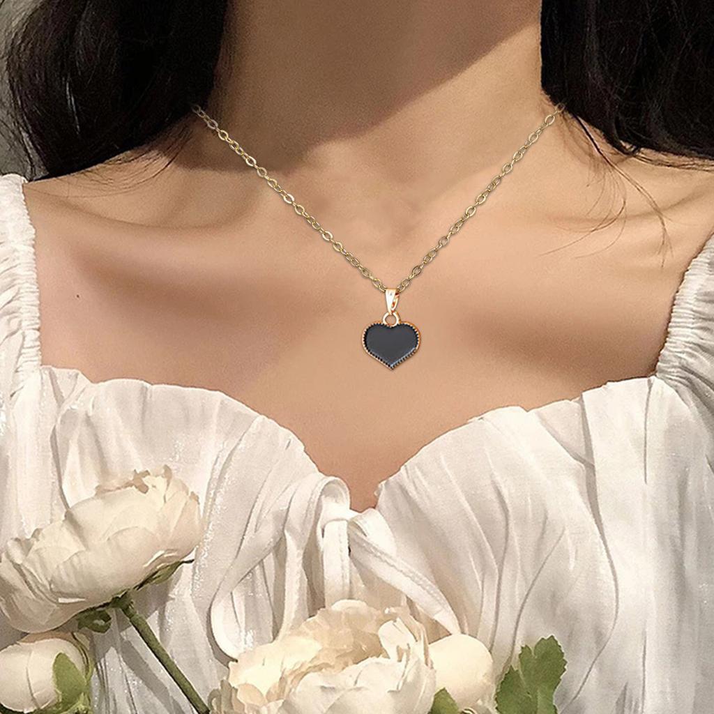 Card Necklace Color Glazed Love Peach Heart Pendant Alloy Clavicle Chain