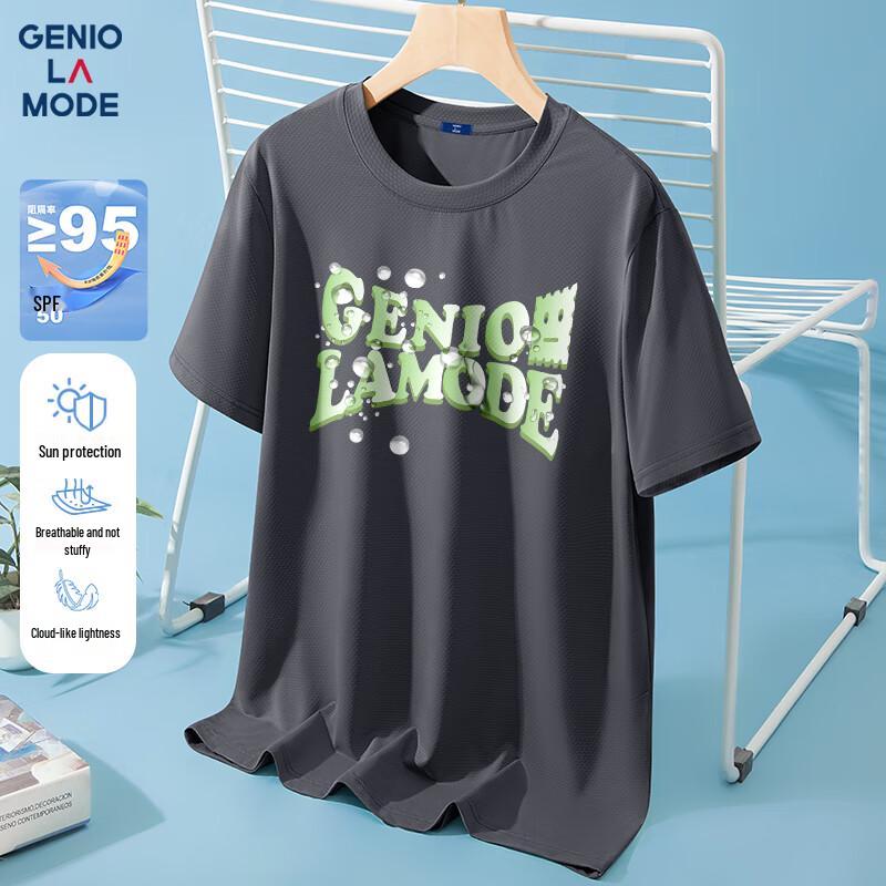 GENIOLAMODE Men s Ice Silk Quick-Dry Round Neck T-Shirt L