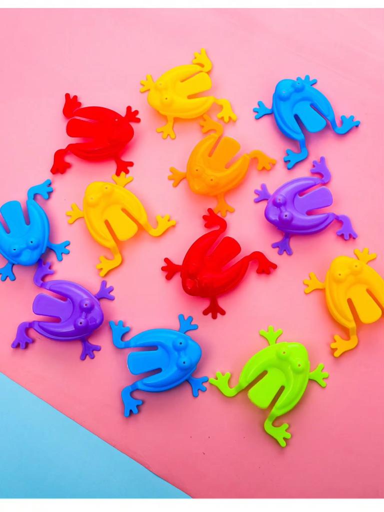 11 Pack Plastic Press Jump Frog Toys, Cute Finger Press Bouncing Frogs, Fun Stress Relief Toys, Perfect Party Favors