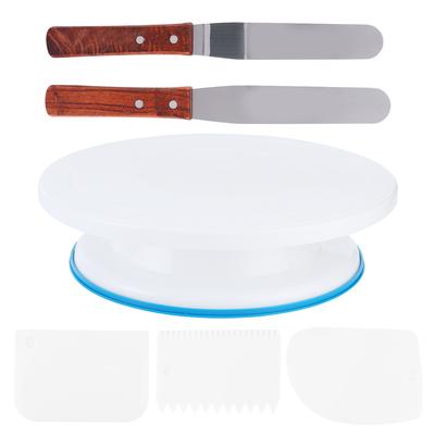 6-teiliges Set Küchen-Kuchen-Dekorations-Drehteller Kuchen-Drehdisplayständer mit Schaber DIY-Werkzeug