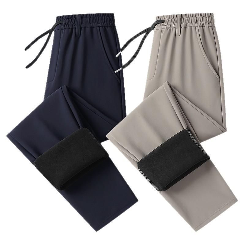 Men's Casual Trousers Large Size Loose-Fit Sports Trousers Thickened Fleece-Lined Straight-Leg Trousers Windproof Thermal Trousers Business Trousers