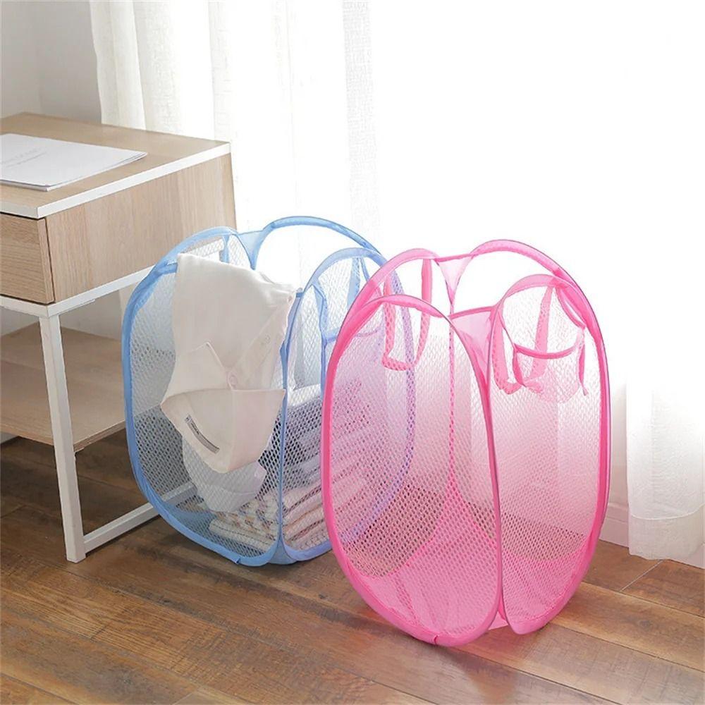 Breathable Clothes Storage Basket Mesh Laundry Basket Portable Dirty Clothes Basket
