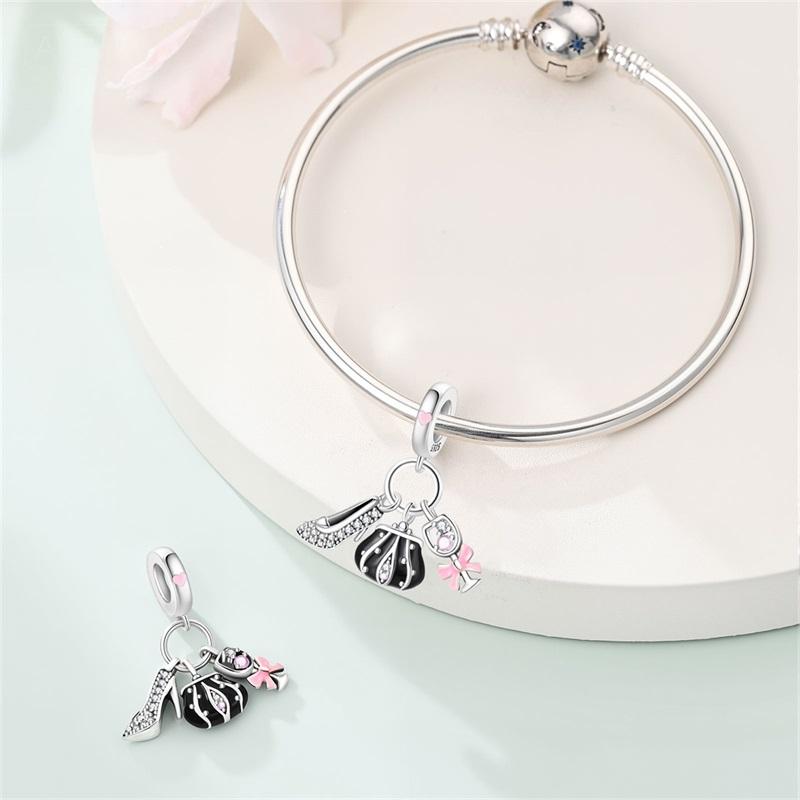 Original Copper Charms Beads Fashion High Heels Bag Wine Glasses Pendant Fit Bracelet Fine Diy Party Jewelry Gifts