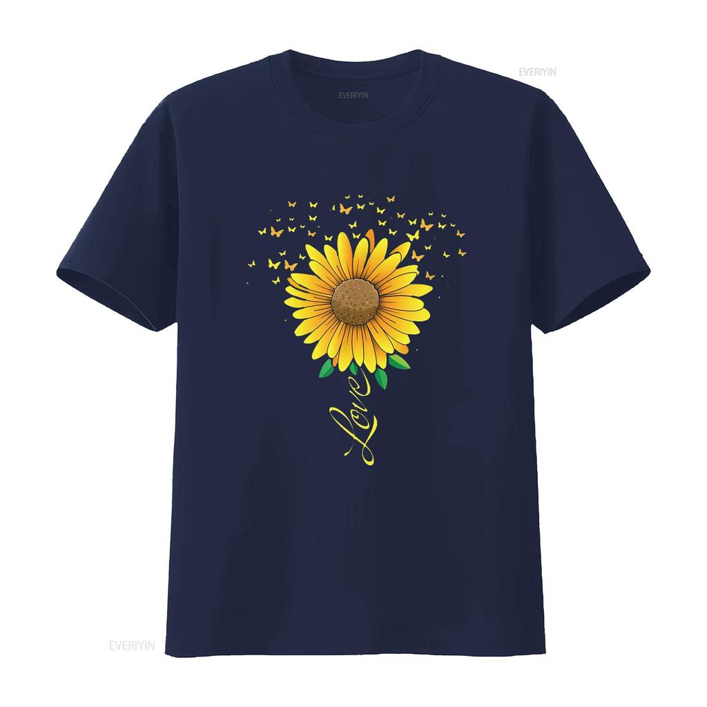 Sunflower Butterflies And Love Women s Inspirational T Shirt vintage Washed graphic Stretched Soft Stylish Casual Comfortable