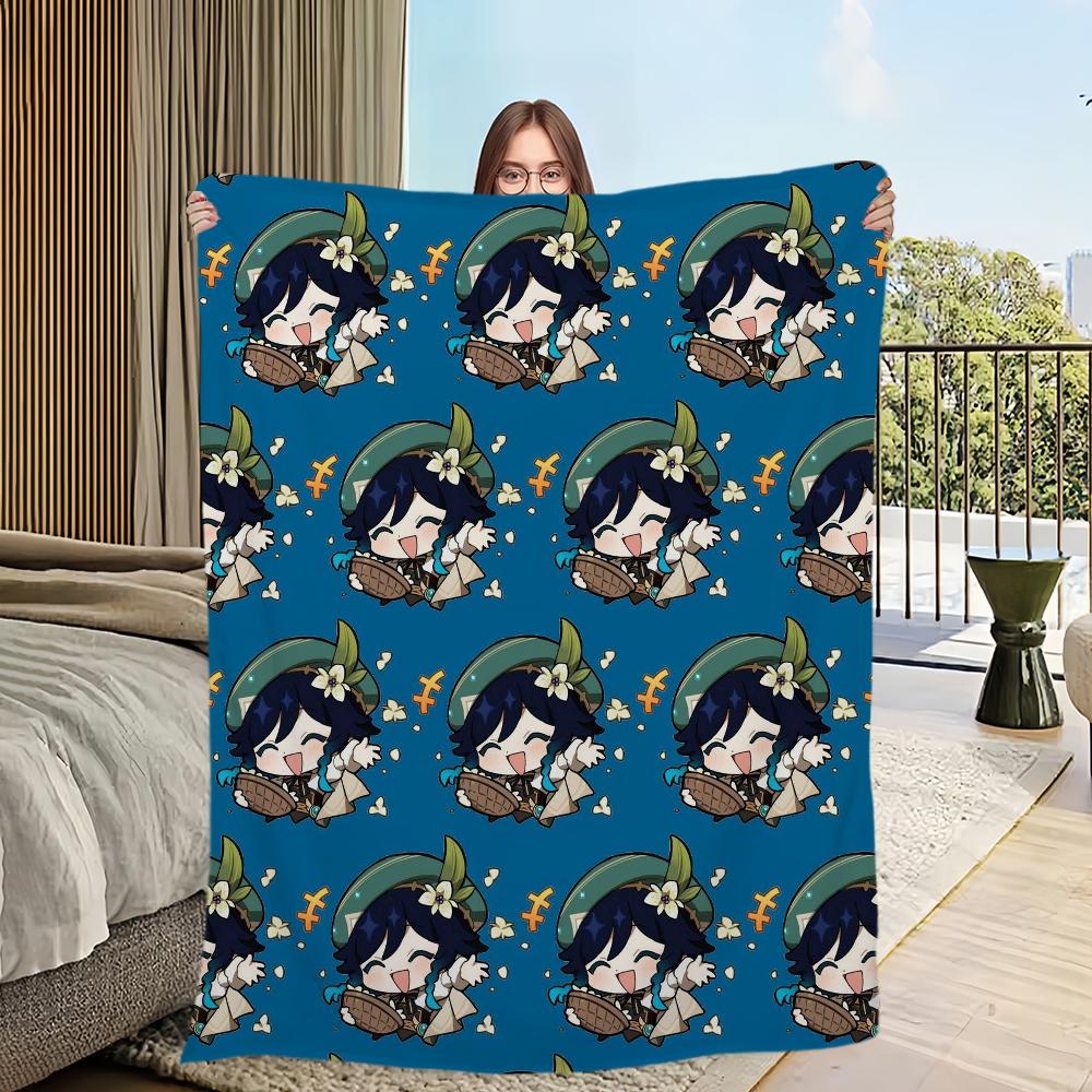 Genshin Impact Venti Printed Comfortable and Soft Sofa Living Room Bedroom Plush Blanket Suitable for Home Travel and Gifts
