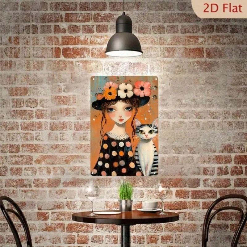 Vintage Cat Flowers Metal Sign Wall Decor Joom