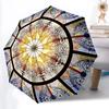 1pc Stained Glass Design Automatic Umbrella - 8-Rib Durable Frame, Portable Fashion Accessory & Holiday Gift Yy251117157