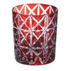 Takumibifu Dinner Luxe Kiriko Rock Glass Cup 80xH90mm 280cc Hishi-mon (Diamond Pattern) Red with Bo
