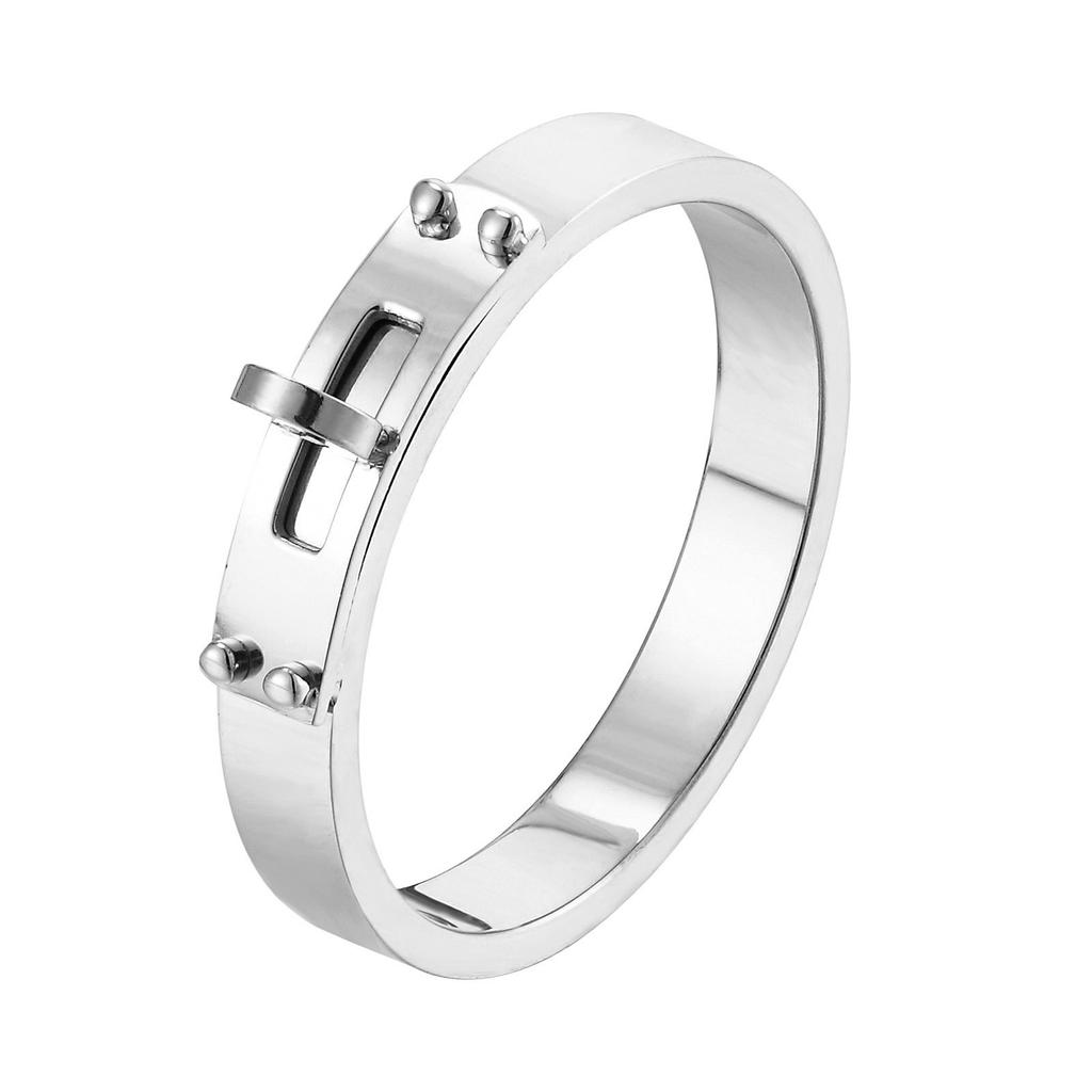 Personalized Round Buckle Ring, Niche Simple Women's High-end Ring, Titanium Steel Electroplating Accessories