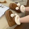 Women Winter Snow Boots Cute Fur Ball Windproof Suede Non-slip Platform Outside High Top Flat Soft Warm Fluffy Lady Shoes