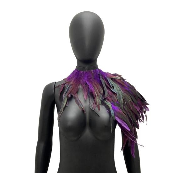 

Шаль с искусственным пером, накидка на плечи, мягкий регулируемый ретро-готический воротник, косплей, вечерние костюмы для тела, сценический костюм танцора с искусственным воротником фиолетовый