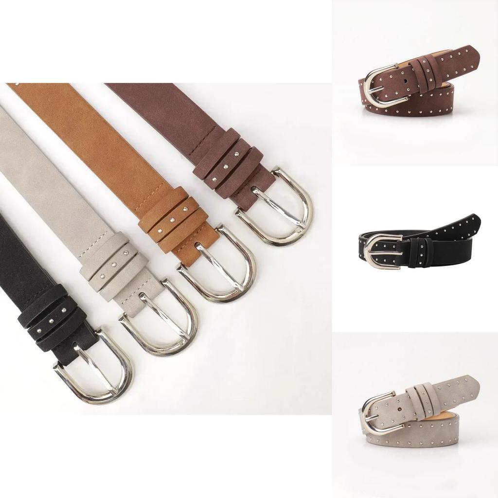 Faux Leather Western Belt With Beaded Decor For Hip Hop Style Outfits