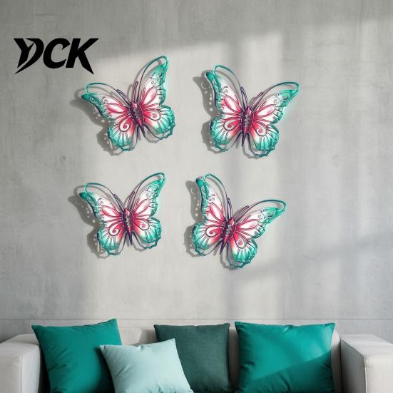 Outdoor Garden Hanging Decor Metal Butterfly Wall Decorations, Art Sculpture, Indoor Living Room Accents Weatherproof for Patio Fence Home Yard
