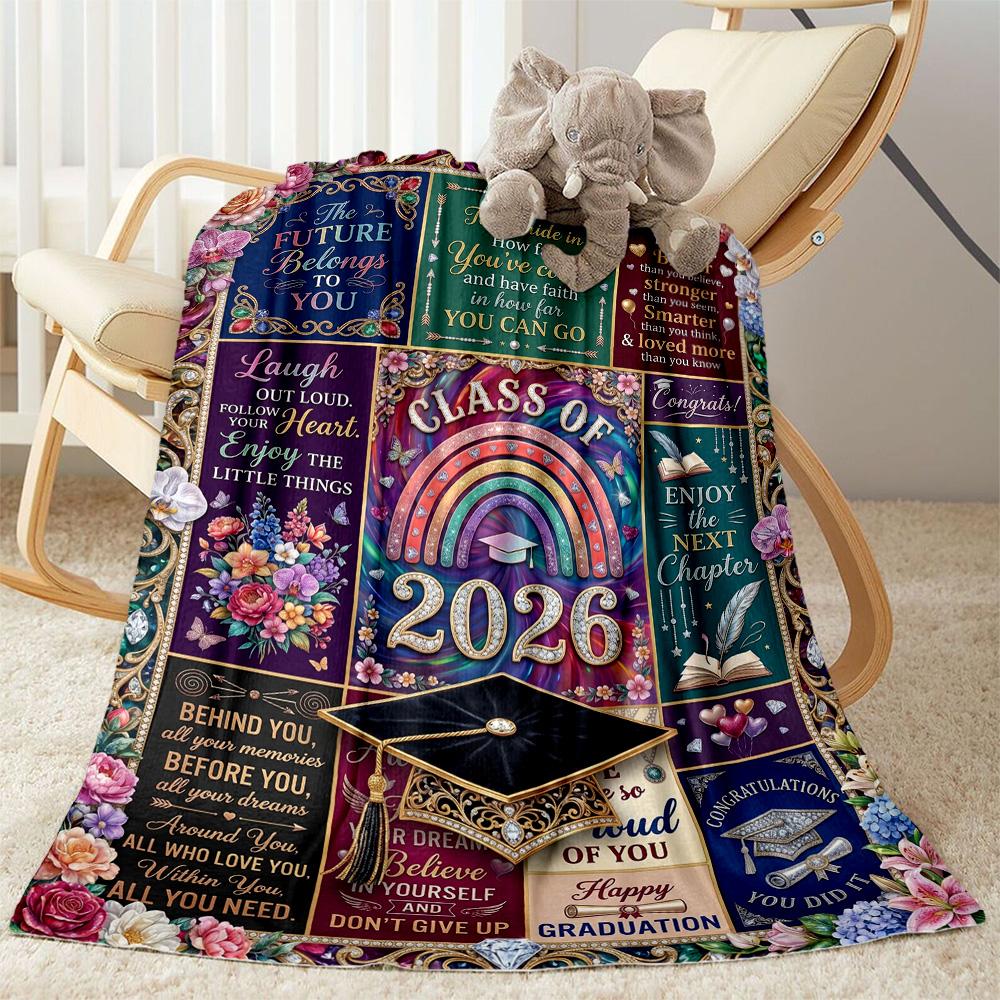 Graduation Motivation Blanket Comfortable Great for Office Seaside Couch Four Seasons Universal Stylish Decor