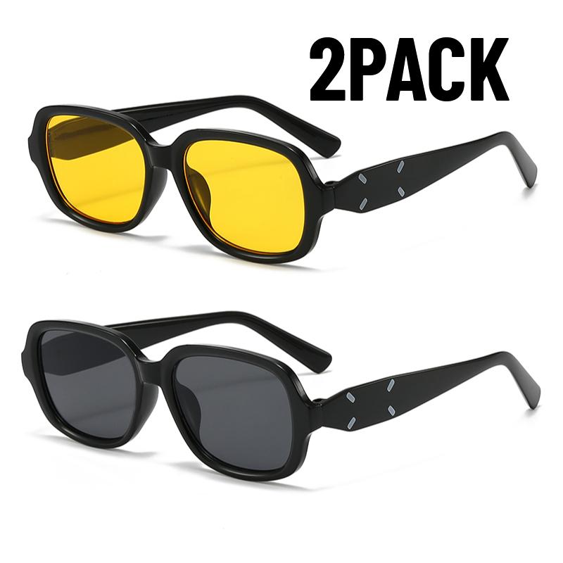 2PACK New Year Gift Classic Rectangle Sunglasses Retro UV400 Protection Shade High Quality Sunglasses Women Driving Eyeglass