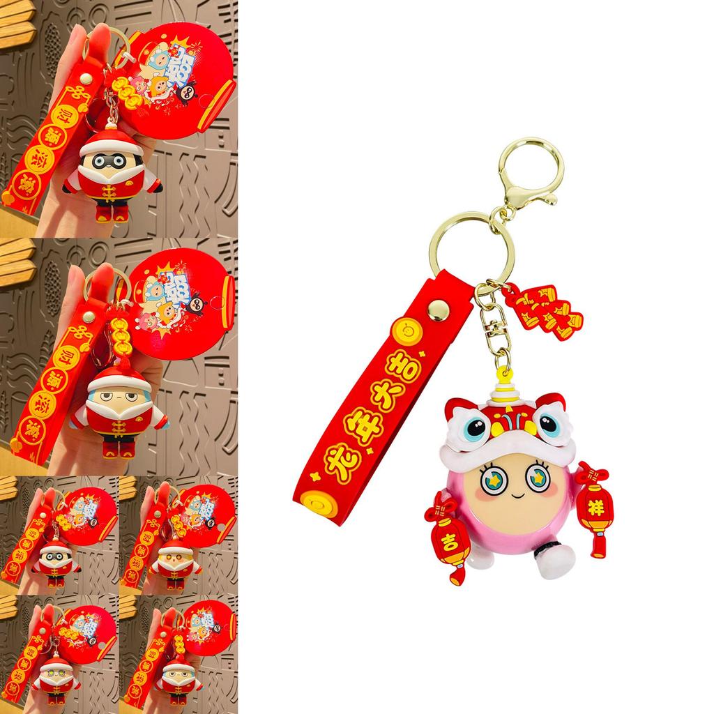 Creative New Year Keychain Silicone Lion Dance Adorable Cartoon Charm