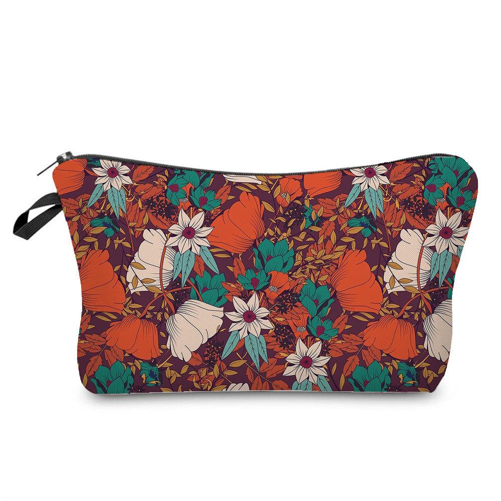 Women Flower Print Cosmetic Bag Toiletries Organize Travel Storage Case 6379