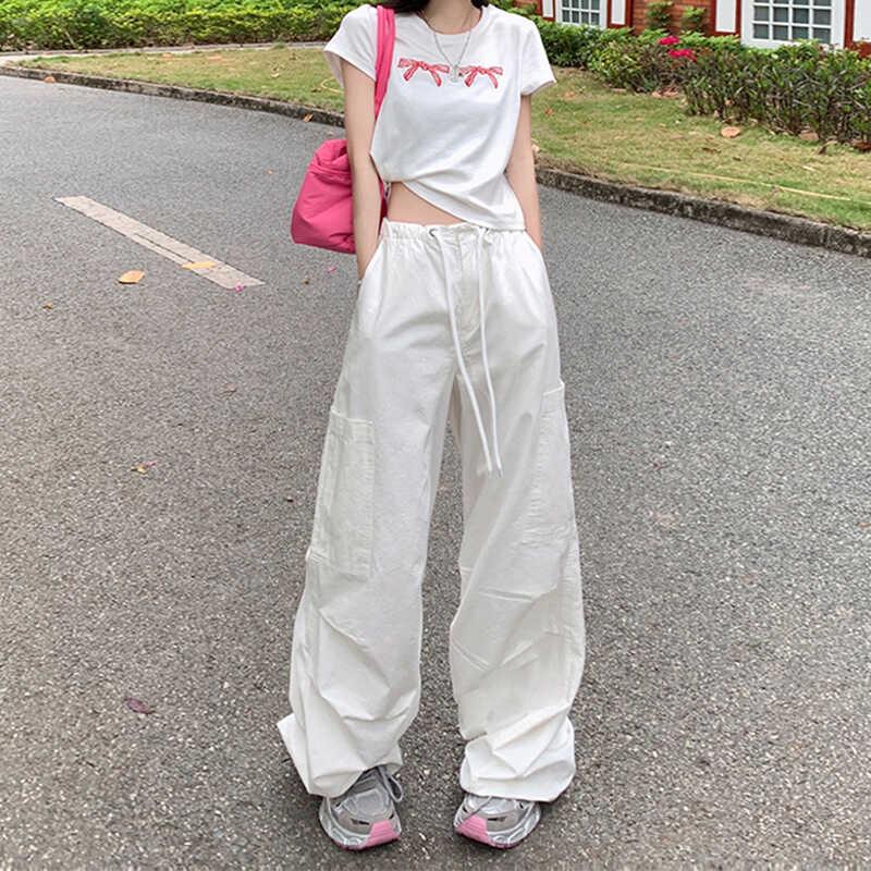 

White Women s Slimming Wide-Leg Sports Sweatpants - Summer 2025 Edition XS (80-95 lbs)