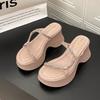Thick-bottomed French rhinestone slippers for women's outer wear 2025 new summer retro comfortable versatile muffin bottom cool slippers