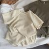 Boys' and Girls' Short Sleeve Set Waffle Baby Home and Outdoor Wear Simple and Trendy Two Piece Set